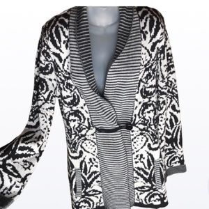 Christopher & Banks sweater longer cardigan black & white size large